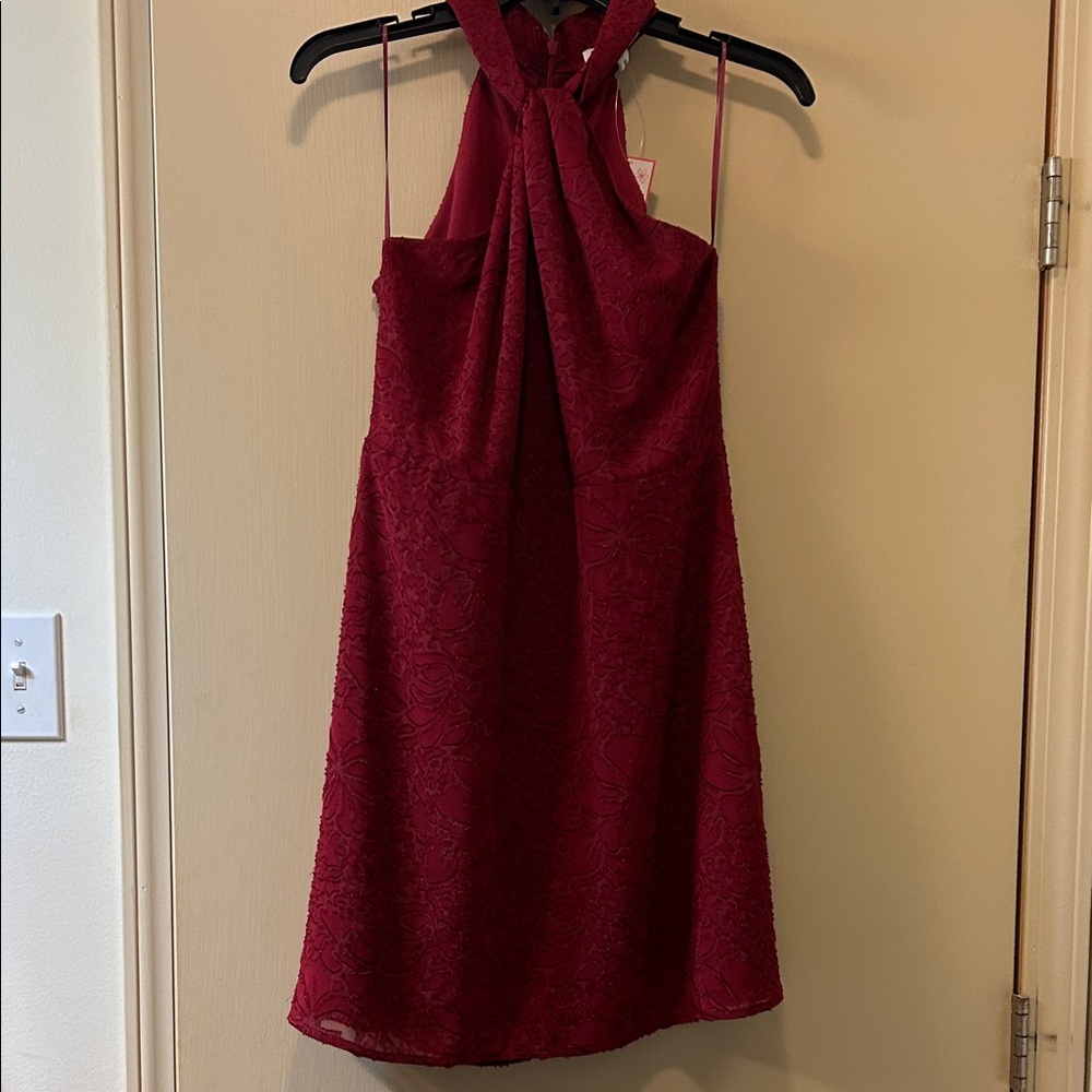 Joy Joy Halter Dress Burgundy Dress